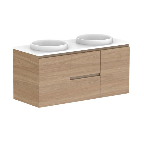 ADP Glacier Door and Drawer Twin Vanity with Solid Surface Top - Pro
