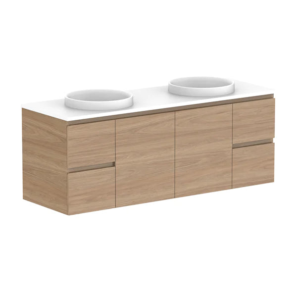 ADP Glacier Door and Drawer Twin Vanity with Solid Surface Top - Pro