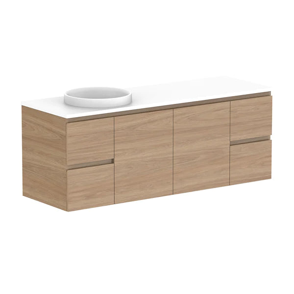 ADP Glacier Door and Drawer Twin Vanity with Solid Surface Top - Pro