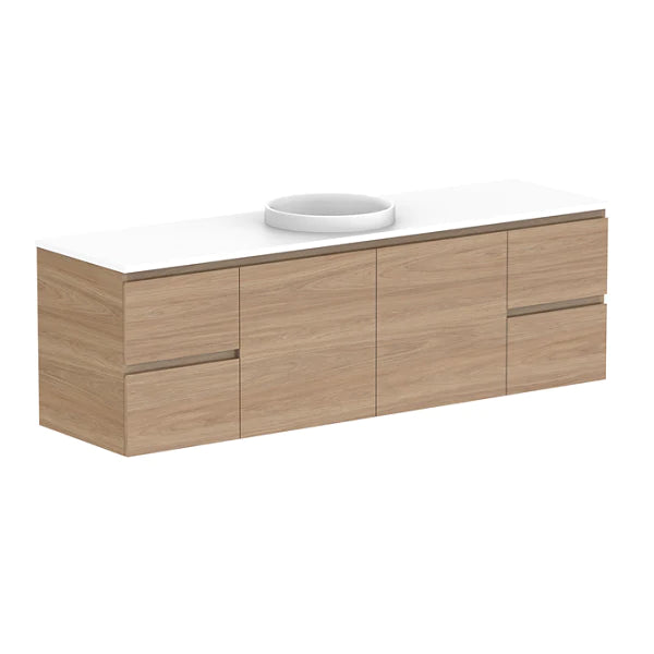 ADP Glacier Door and Drawer Twin Vanity with Solid Surface Top - Pro