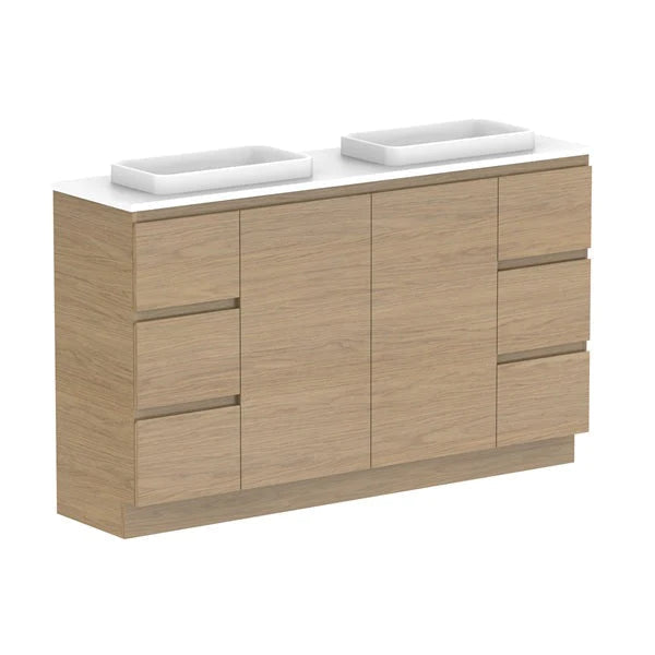 ADP Glacier Ensuite Door and Drawer Trio Vanity with Solid Surface Top - Lite