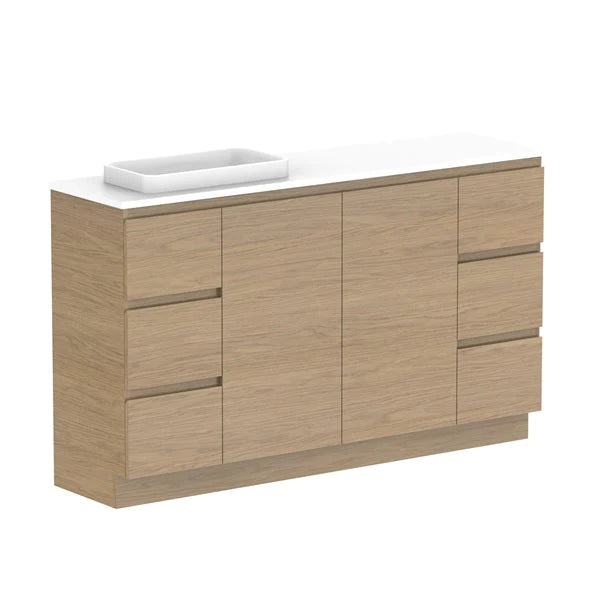 ADP Glacier Ensuite Door and Drawer Trio Vanity with Solid Surface Top - Lite
