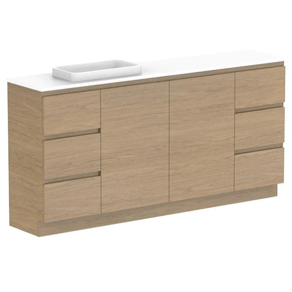 ADP Glacier Ensuite Door and Drawer Trio Vanity with Solid Surface Top - Lite