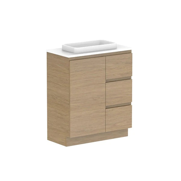 ADP Glacier Ensuite Door and Drawer Trio Vanity with Solid Surface Top - Lite