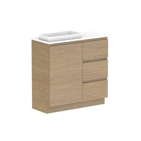 ADP Glacier Ensuite Door and Drawer Trio Vanity with Solid Surface Top - Lite