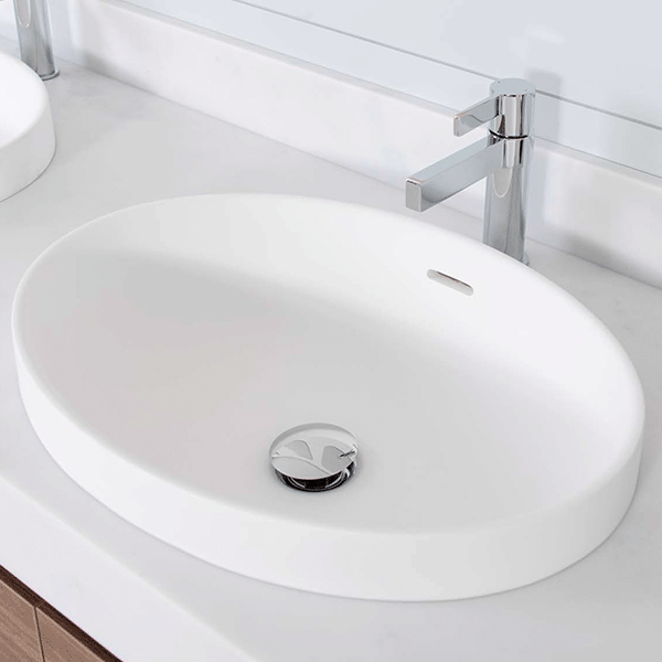 ADP Ozera Semi Inset Solid Surface Basin - Gloss White - Wellsons