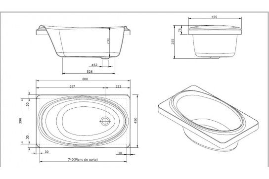 Turner Hastings Acrylic 80x45 Baby Bath
