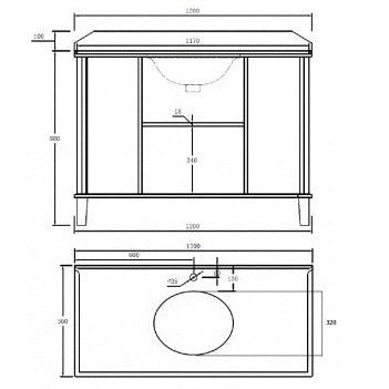 Turner Hastings Coventry 120x55 Single Bowl White Vanity with Marble Top - 1 Taphole