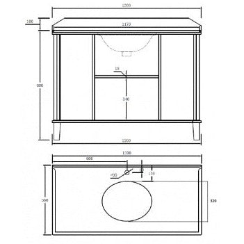 Turner Hastings Coventry 120x55 Single Bowl White Vanity with Marble - 3 Taphole