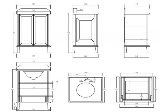 Turner Hastings Coventry 75x55 White Vanity with Marble Top - 3 Taphole