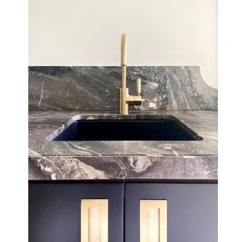 Turner Hastings Cuisine 46x46 Inset / Undermount Fireclay Sink Matte Black with Overflow
