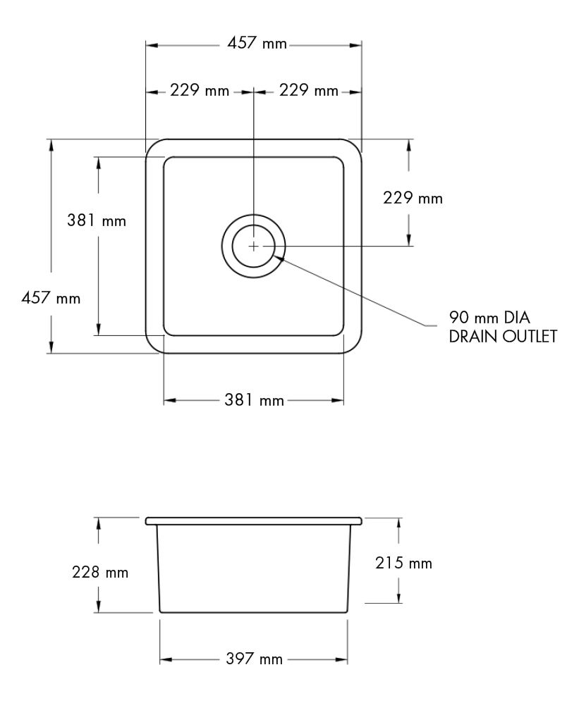 Turner Hastings Cuisine 46x46 Inset / Undermount Fireclay Sink - Gloss White