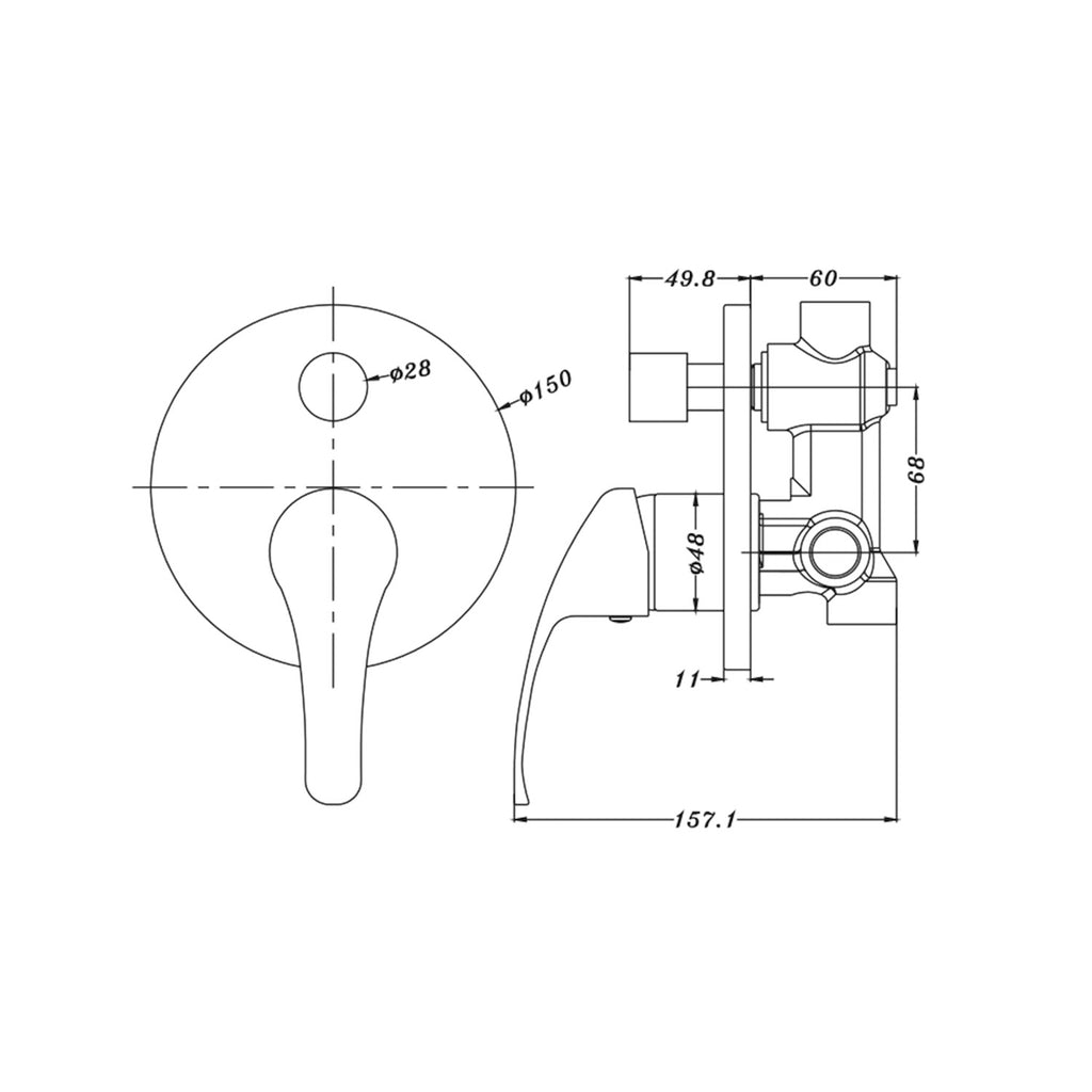 Nero Traditional Shower / Bath Diverter Mixer - Chrome - Wellsons