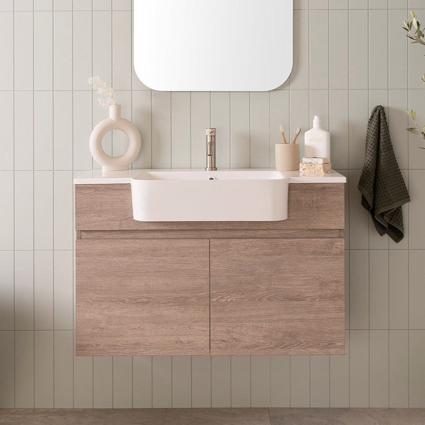 ADP Glacier Semi Recessed All Door Twin Wall Hung Vanity - Lite