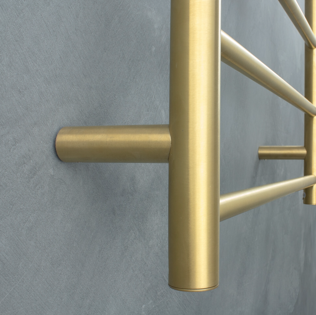 Radiant Heating Round Bars 240V Heated Towel Rails Brushed Gold 600 x 800