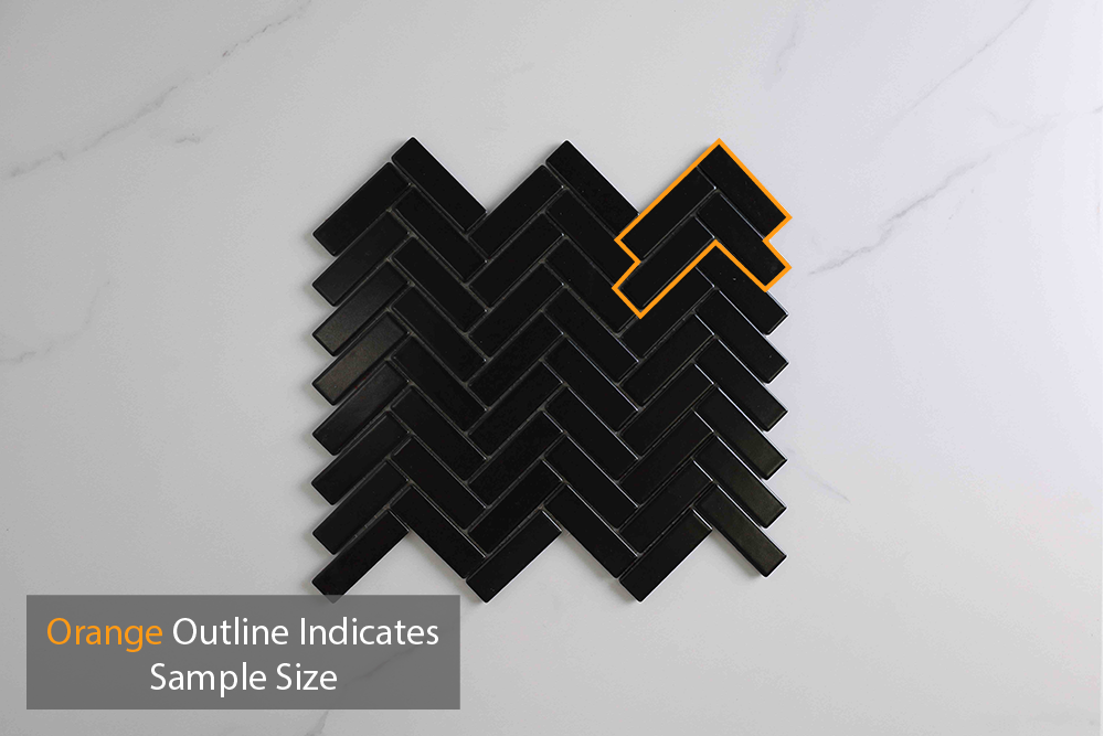 Brilliance Matt Black Herringbone Tile