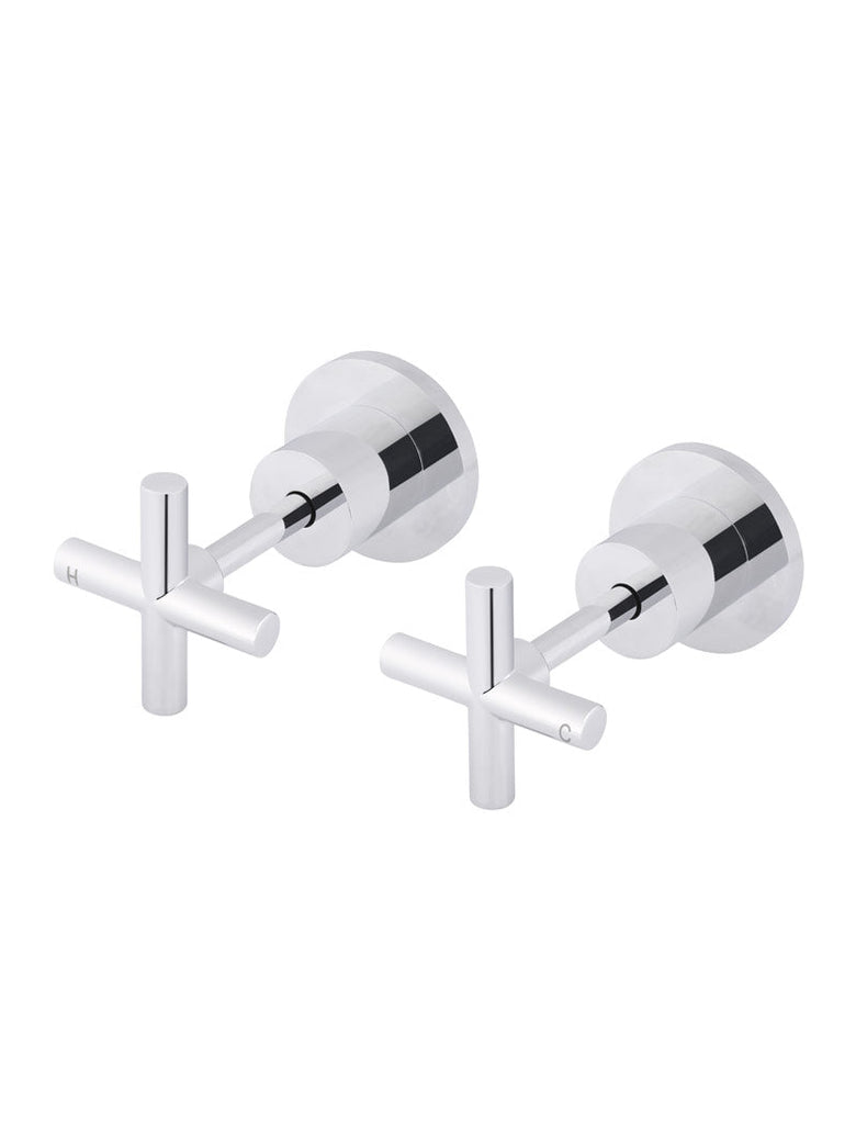 Meir Round Cross Handle Wall Top Assemblies - Chrome