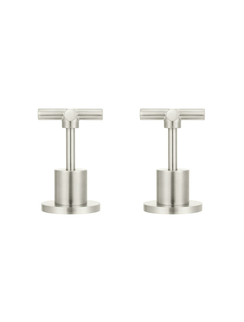 Meir Round Cross Handle Wall Top Assemblies - Brushed Nickel