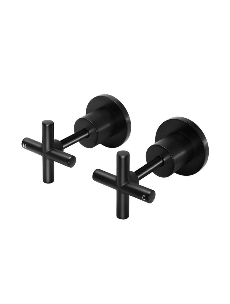 Meir Round Cross Handle Wall Top Assemblies - Matte Black