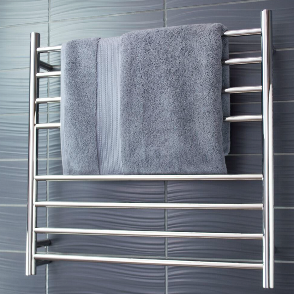 Radiant Heating Round Bars 240V Heated Towel Rails Polished 750 x 750
