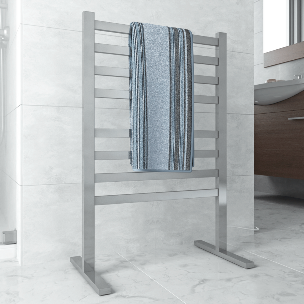 Thermogroup 8 Bar Straight Flat Freestanding Heated Towel Rail - Stainless Steel