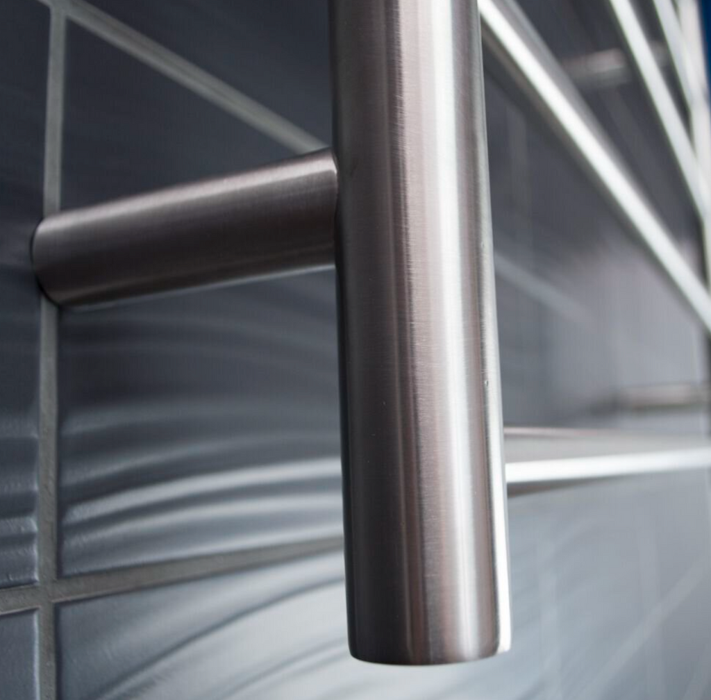 Radiant Heating Round Bars 240V Heated Towel Rails Brushed Satin 750 x 550