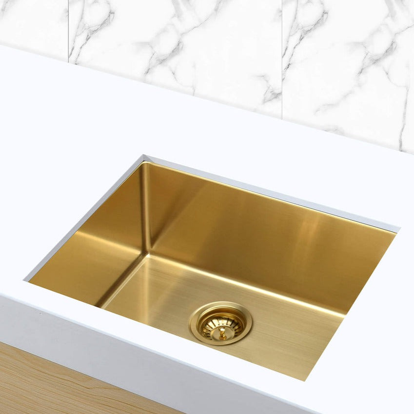 Meir Kitchen Single Bowl 450 x 450 - Brushed Bronze Gold