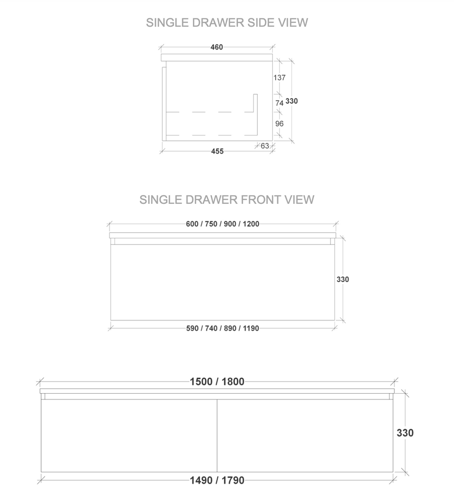 Rifco Platinum Wall Hung Vanity with Solid Timber Top and Basin