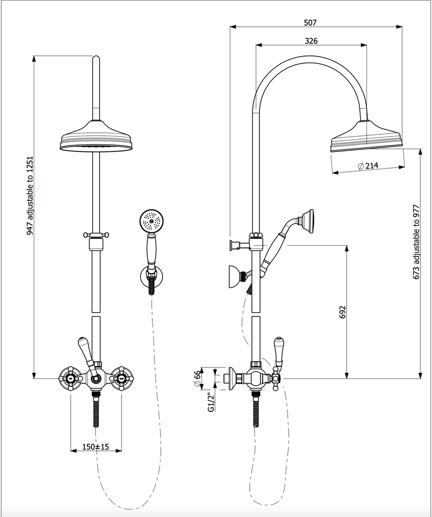 Armando Vicario Provincial Overhead Shower with Hand Shower - Brushed Nickel