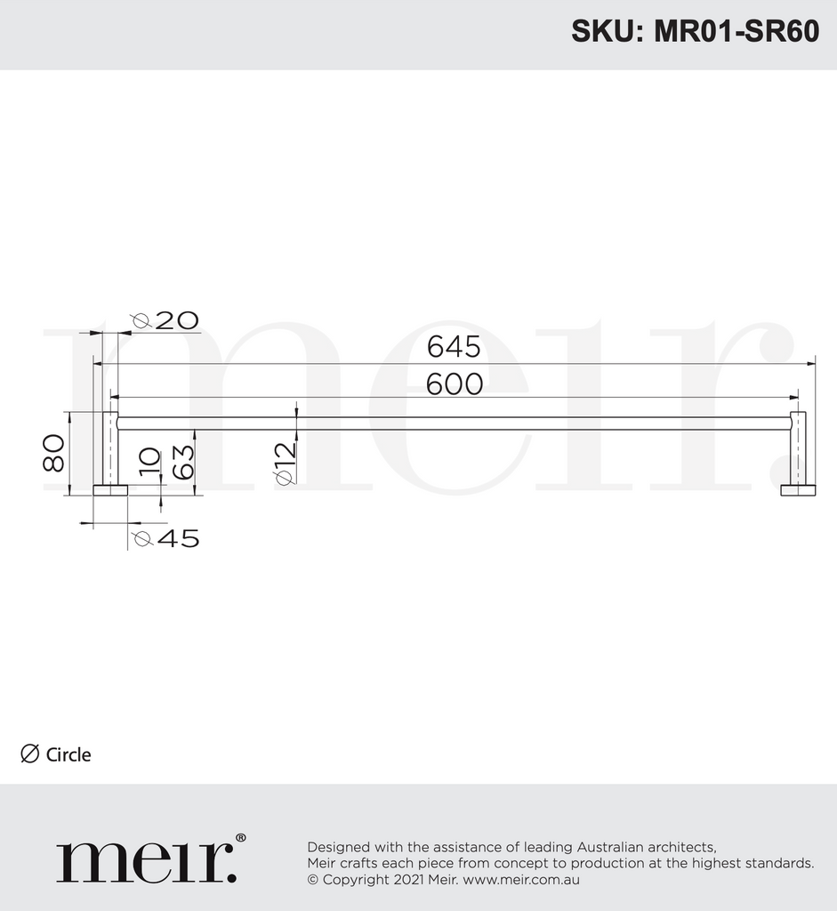 Meir Round Single Towel Rail - Shadow