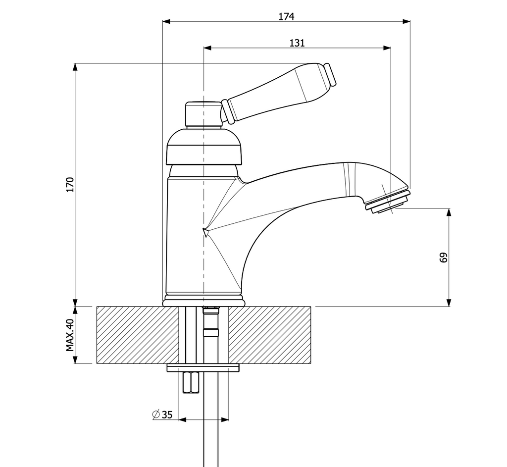 Armando Vicario Provincial Basin Mixer - Brushed Bronze