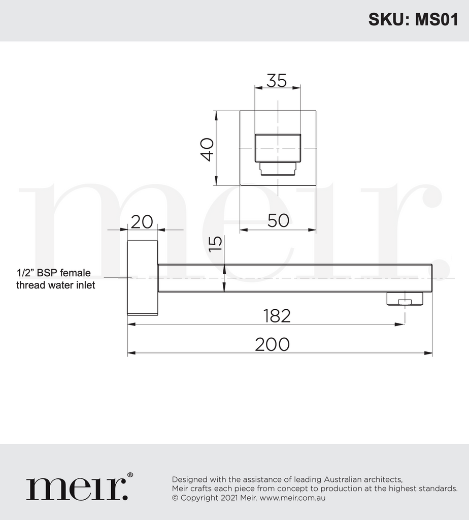 Meir Square Wall Spout - Matte Black