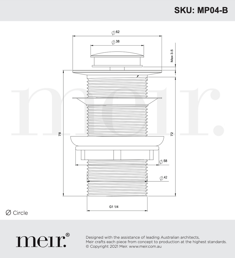 Meir Basin Pop Up Waste 32mm - Shadow