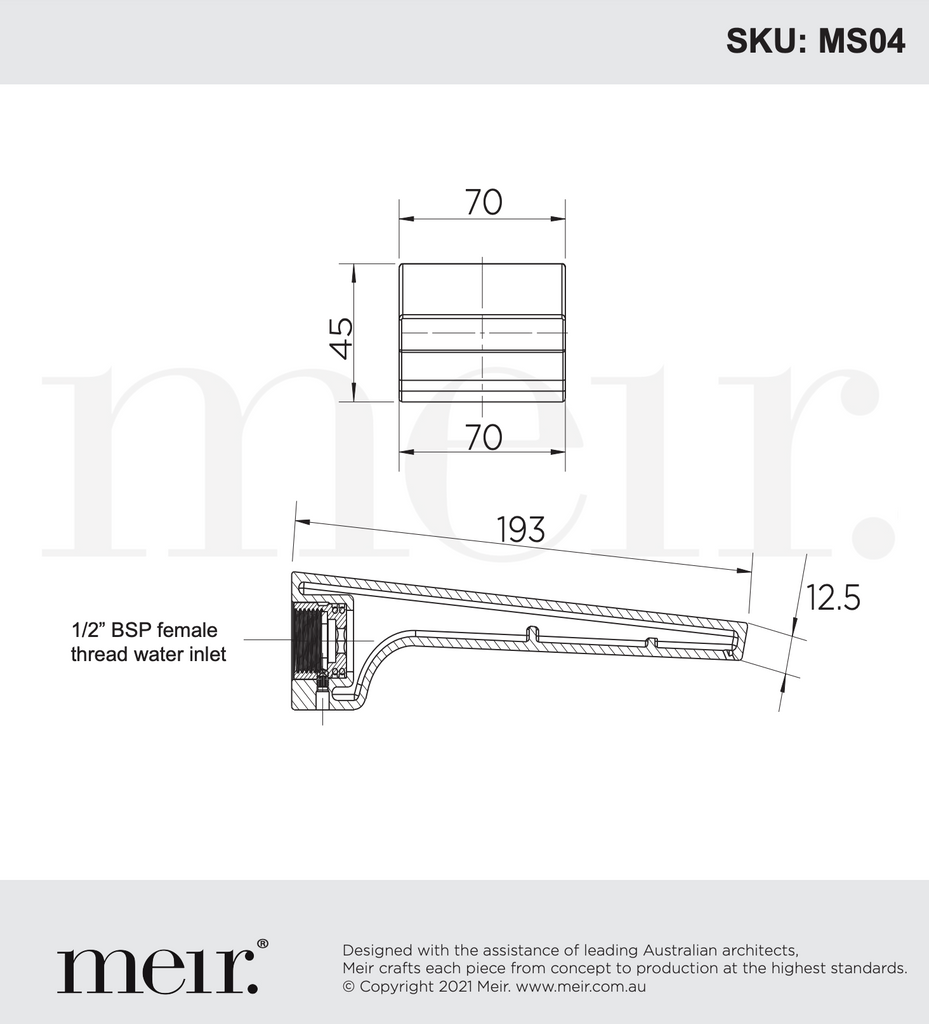 Meir Square Waterfall Spout - Chrome