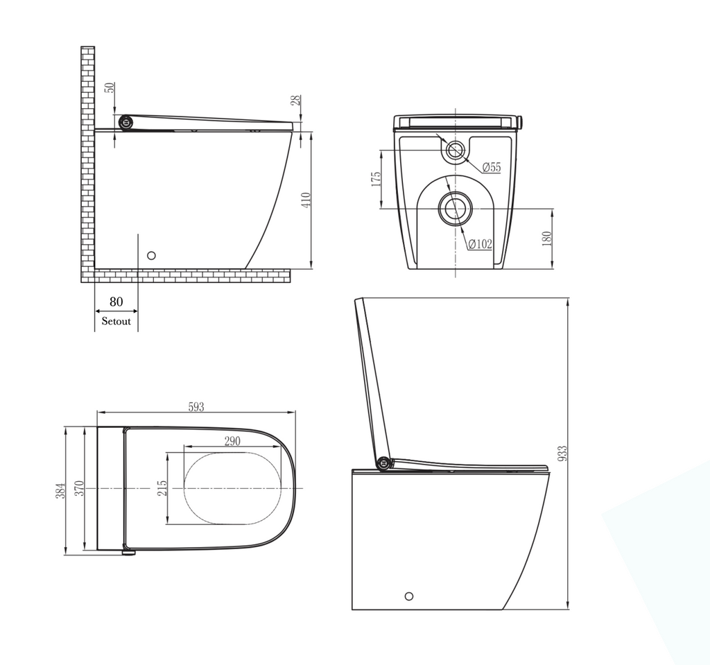 Gallaria Omni Comfort Wall Faced Electric Smart Toilet Suite