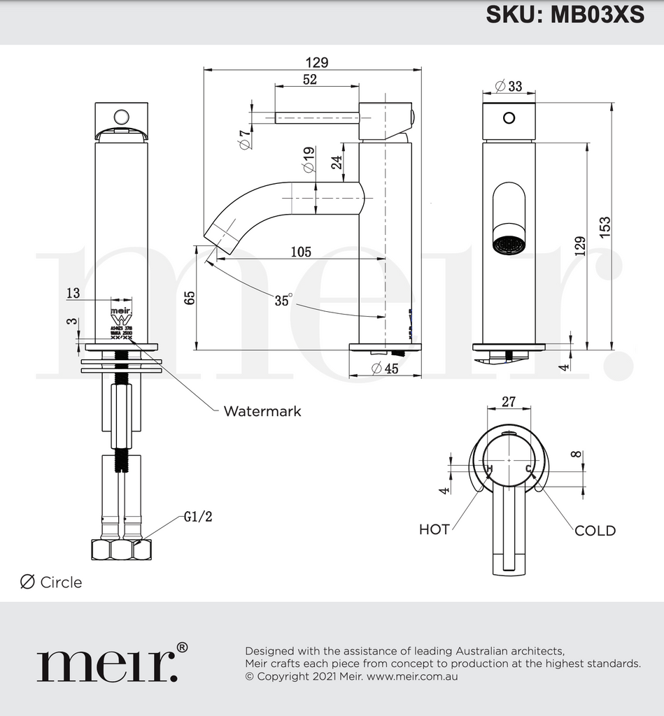 Meir Piccola Basin Mixer Tap - Shadow