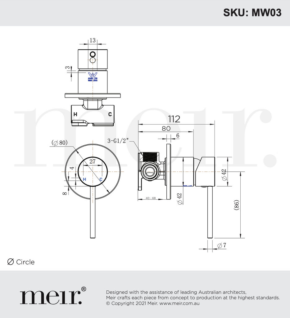 Meir Round Wall Mixer - Shadow