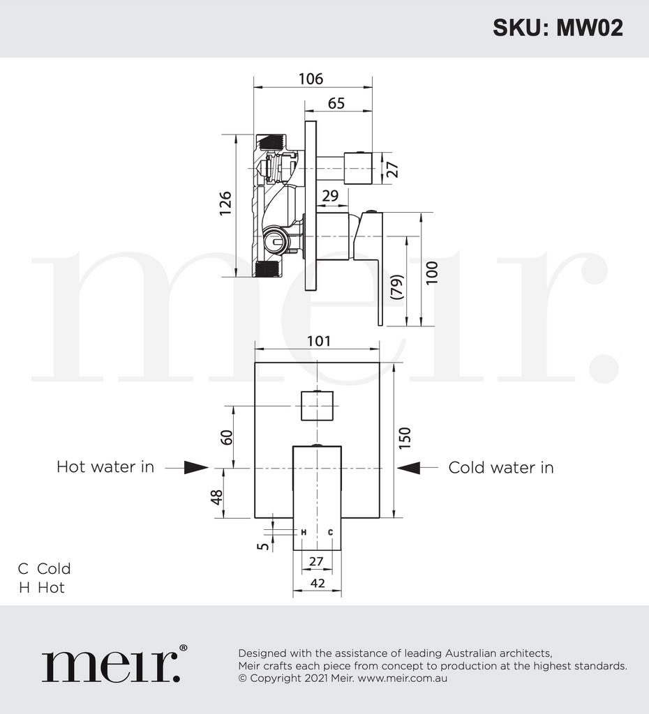 Meir Square Diverter Mixer - Matte Black