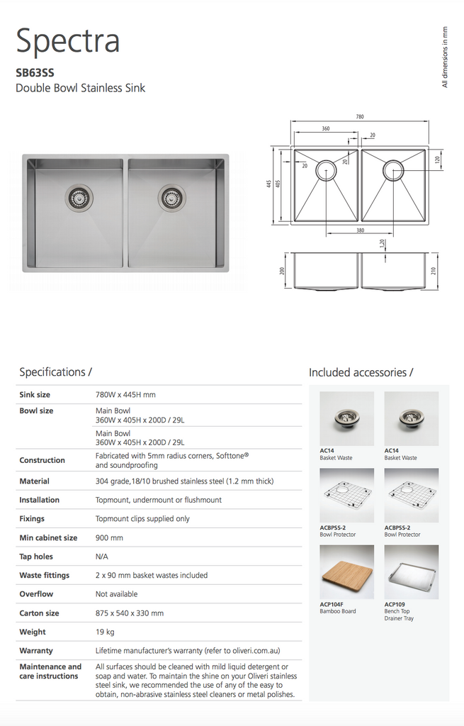 Oliveri Spectra Double Bowl Stainless Sink
