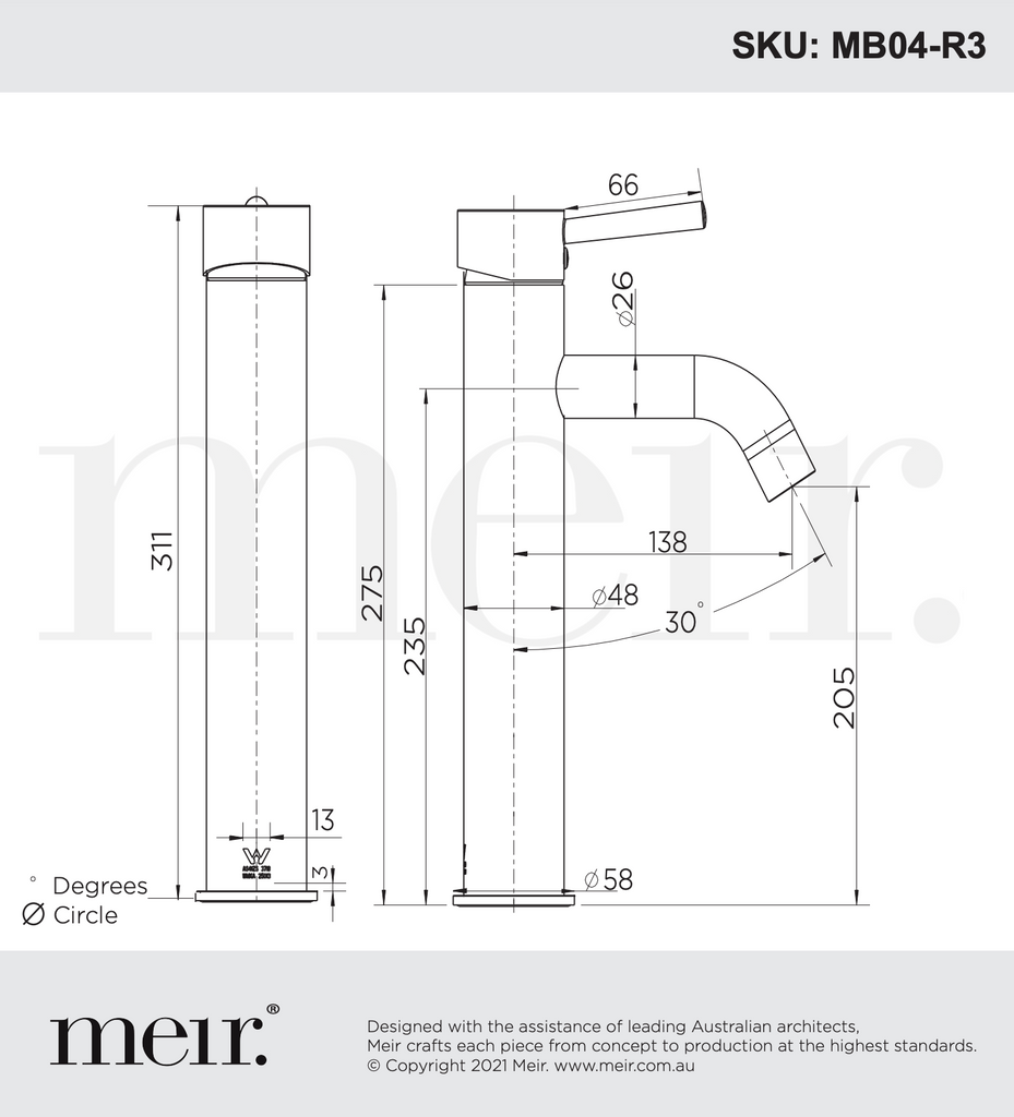 Meir Round Tall Basin Mixer Curved - Champagne Rose Gold