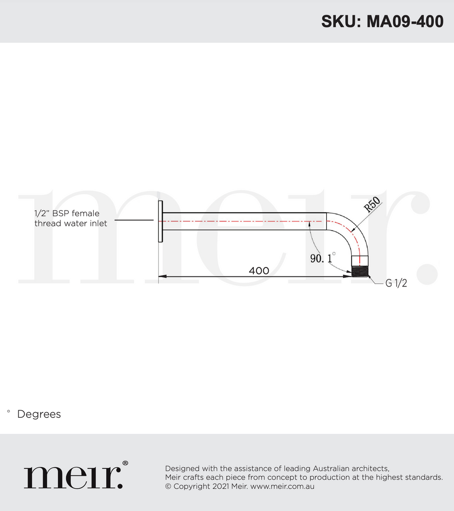Meir Round Wall Shower Curved Arm - Matte Black
