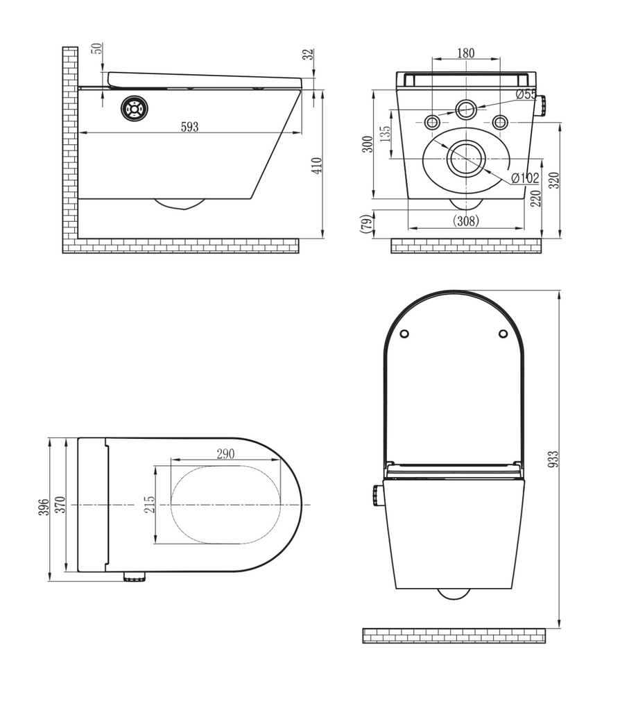 Gallaria Lenza Comfort Wall Hung Electric Smart Toilet Suite