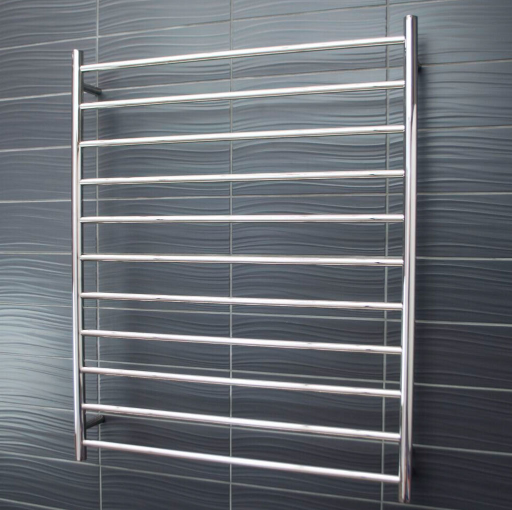Radiant Heating Round Bars 240V Heated Towel Rails Polished 900 x 1100