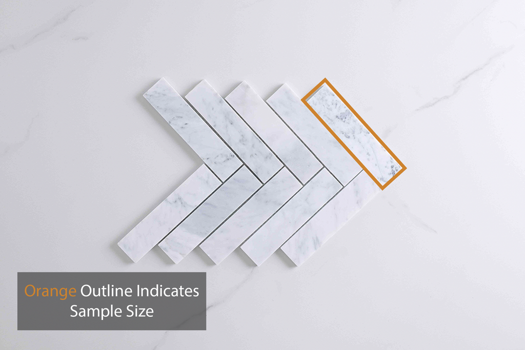 Trinity White Carrara Herringbone Mosaic