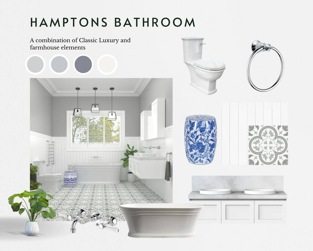 Designing a Luxurious Hamptons-Style Bathroom: Tiles, Vanities, and More