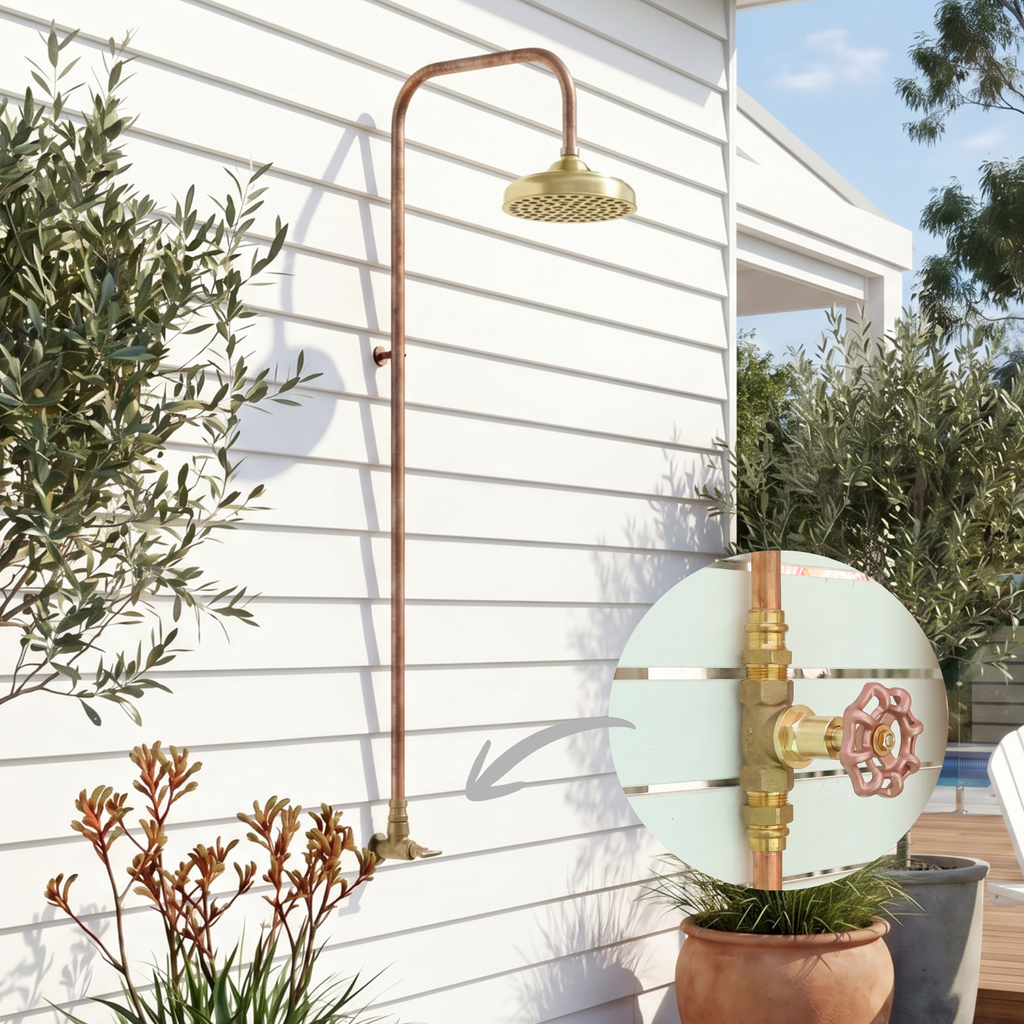Haven 150mm Brass Copper Outdoor Shower Head Set Cold Water