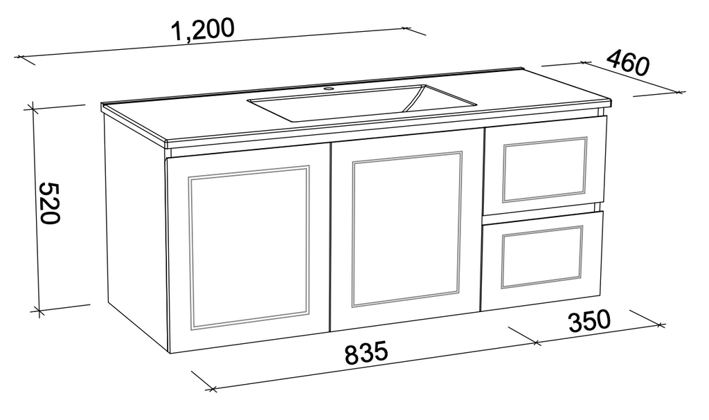 Timberline Nevada Classic Wall Hung Vanity with Silksurface Top and Basin