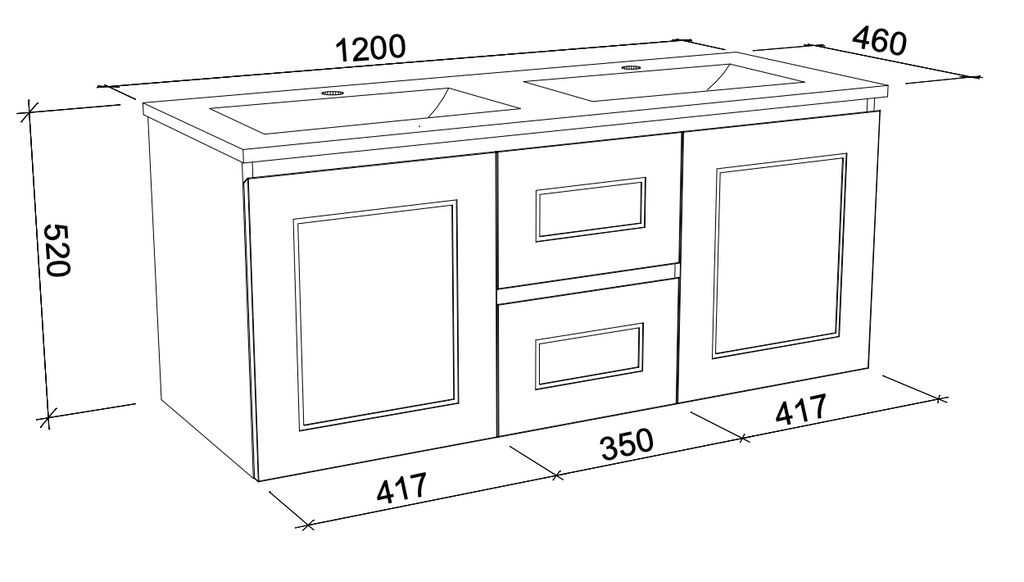Timberline Nevada Classic Wall Hung Vanity with Silksurface Top and Basin