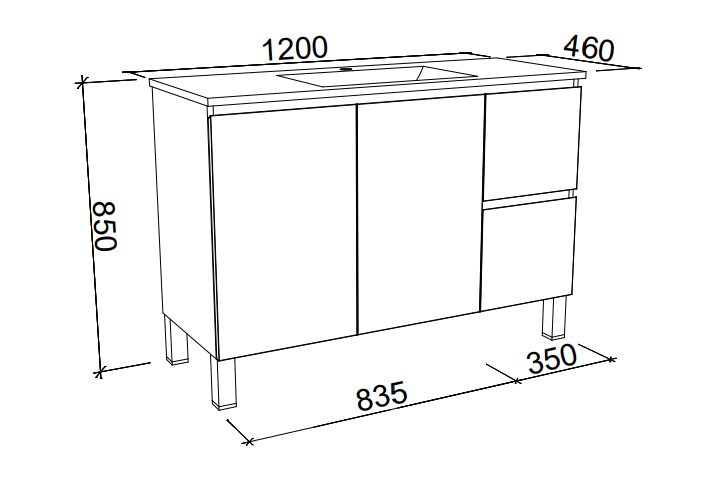 Timberline Nevada Floor Standing Vanity with Above Counter Basin on Legs