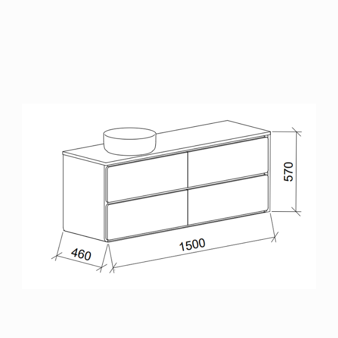 Timberline Colby Wall Hung Vanity With Silk Surface Top and Above Counter Basin